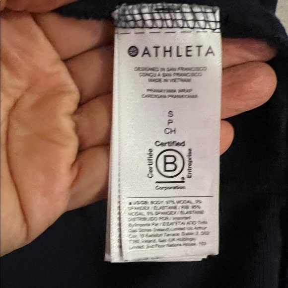 ATHLETA NAVY BLUE LONG SLEEVE POCKETS NIRVANA PRANAYAMA WRAP CARDIGAN SIZE S - Picture 6 of 9